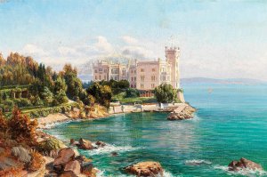 Das kaiserliche Schloss Miramare bei Triest by Jan Trentan Havlicek Oil Painting