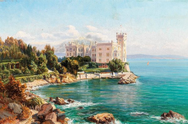 Main Product Photo of Das kaiserliche Schloss Miramare bei Triest Painting by Jan Trentan Havlicek