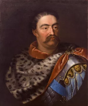 Portrait of John III Sobieski in a leopard skin by Jan Tricius Oil Painting
