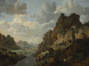 Mountain landscape by Jan Van Aken Oil Painting