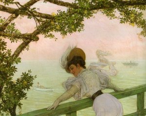 On the Balcony by Jan Van Beers Oil Painting