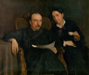 The Poet Jan Van Beers and his Wife, The Artist's Parents by Jan Van Beers Oil Painting