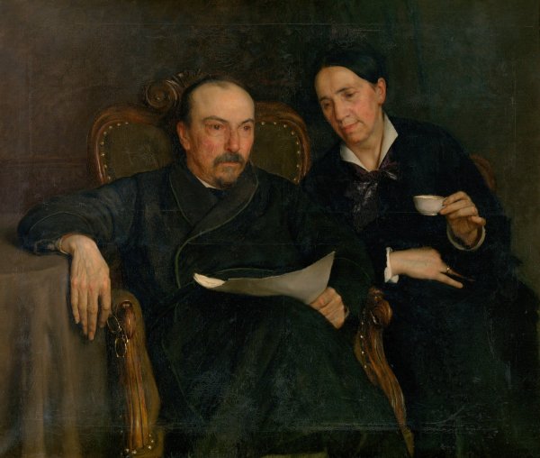 The Poet Jan Van Beers and his Wife, The Artist's Parents by Jan Van Beers - Hand-Painted Oil Painting Reproduction