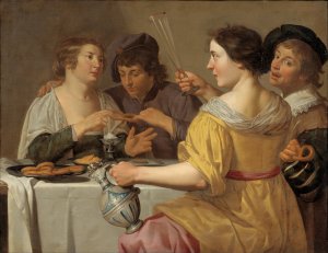 Pulling of the Pretzel by Jan Van Bijlert Oil Painting