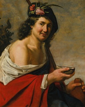 Shepherd With A Drinking Bowl, Possibly Daifilo by Jan Van Bijlert Oil Painting