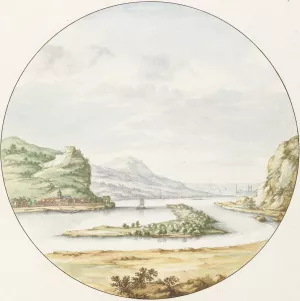 Gezicht op de Rijn bij Hammerstein Oil painting by Jan Van Call The Elder