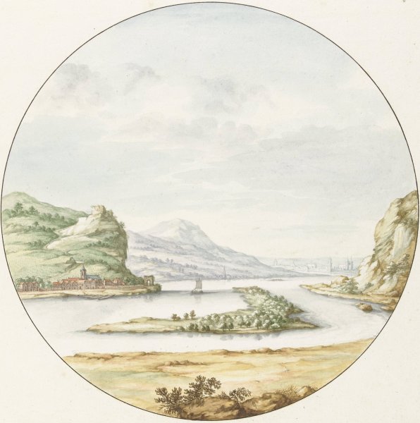 Main Product Photo of Gezicht op de Rijn bij Hammerstein  Painting by Jan Van Call The Elder