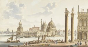 Gezicht op de Sta. Maria della Salute vanaf het S. Marcoplein te Venetie by Jan Van Call The Elder Oil Painting