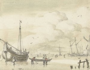 Wintergezicht, Jan van de Cappelle, 1634 - 1700 by Jan Van Call The Elder Oil Painting