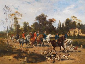 Hofischer Ausritt by Jan Van Chelminski Oil Painting