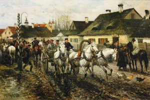 Market Day by Jan Van Chelminski Oil Painting