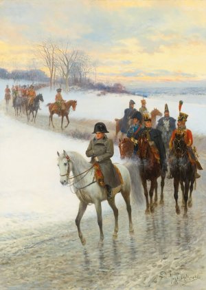 Napoleon leading his army by Jan Van Chelminski Oil Painting