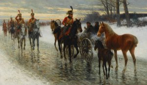 Napoleonic Campaign by Jan Van Chelminski Oil Painting
