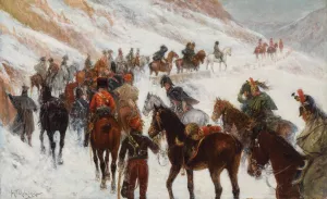 Napoleon's Army Traversing Somosierra Pass in the Guadarrama Mountains, 1808 Oil painting by Jan Van Chelminski