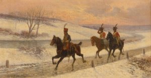 Napoleon's cavalry by Jan Van Chelminski Oil Painting