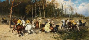 Parforcejagd by Jan Van Chelminski Oil Painting