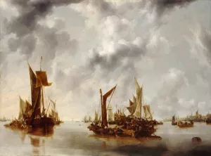 A Calm painting by Jan Van De Cappelle