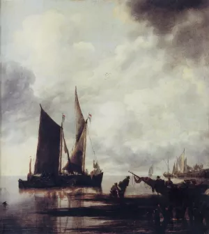 Boats in Shallow Water by Jan Van De Cappelle - Oil Painting Reproduction