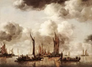 Dutch Yacht Firing a Salvo by Jan Van De Cappelle - Oil Painting Reproduction