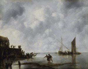 Fishing Boats in a Calm by Jan Van De Cappelle Oil Painting