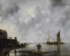 Fishing Boats in a Calm by Jan Van De Cappelle Oil Painting