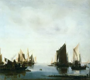 Seascape with Sailing Boats by Jan Van De Cappelle - Oil Painting Reproduction