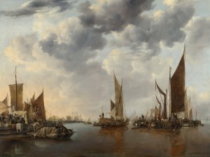 Seascape with Ships by Jan Van De Cappelle Oil Painting