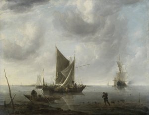 Ships at Anchor on a Quiet Sea by Jan Van De Cappelle Oil Painting