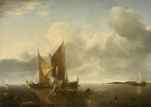 Ships in a Calm by Jan Van De Cappelle Oil Painting