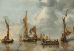 The Home Fleet Saluting the State Barge by Jan Van De Cappelle Oil Painting