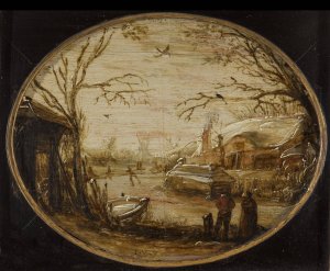 Winter Landscape by Jan Van De Velde The Younger Oil Painting