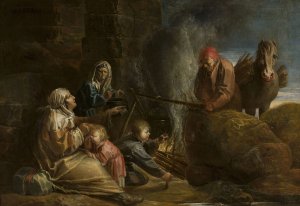 Gypsy camp by Jan Van De Venne Oil Painting
