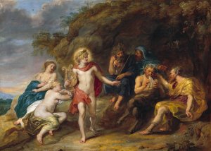 The Judgment of Midas by Jan Van Den Hoecke Oil Painting