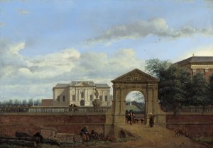 An Architectural Fantasy by Jan Van Der Heyden Oil Painting