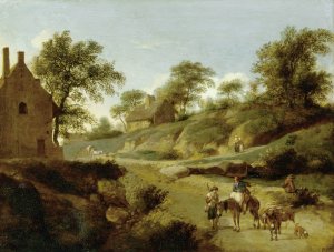 On a Country Road by Jan Van Der Heyden Oil Painting