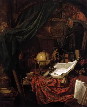 Still-Life with Globet, Books and Chinese Silk by Jan Van Der Heyden Oil Painting