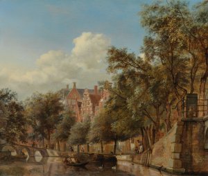 The Herengracht, Amsterdam, Viewed from the Leliegracht by Jan Van Der Heyden Oil Painting