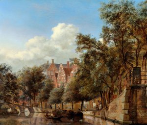 The Herengracht, Amsterdam, Viewed from the Leliegracht by Jan Van Der Heyden Oil Painting