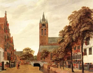 View of Delft by Jan Van Der Heyden Oil Painting
