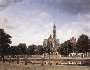 View of the Westerkerk, Amsterdam by Jan Van Der Heyden Oil Painting