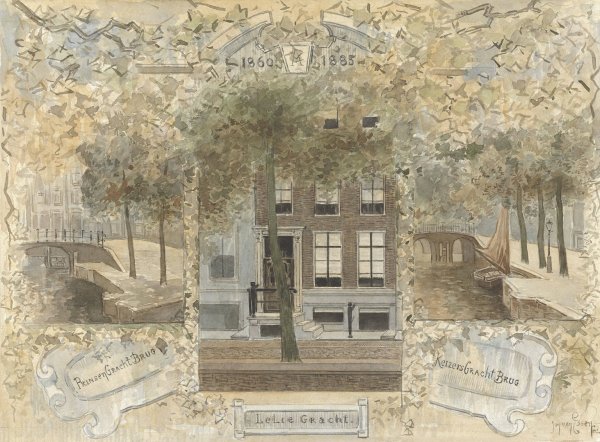 Main Product Photo of Huis op de Leliegracht, geflankeerd door de bruggen over de Prinsengracht en de Keizersgracht  Painting by Jan Van Essen