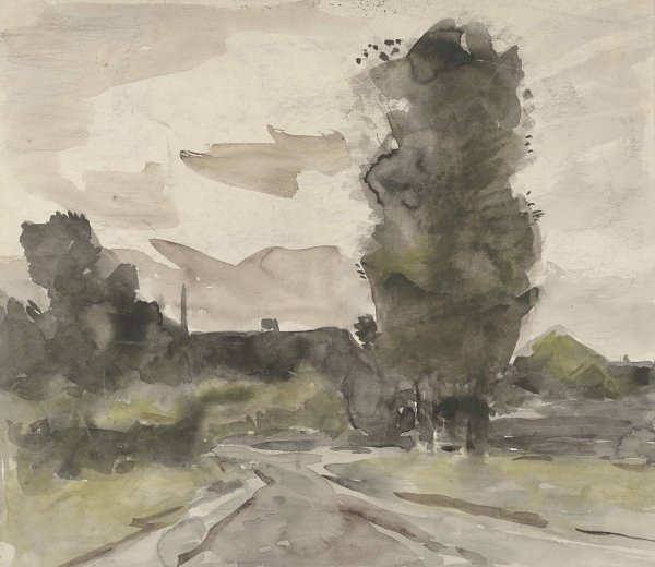 Main Product Photo of Landschap met weg  Painting by Jan Van Essen