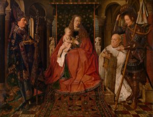 Madonna Surrounded by Saint George, Saint Donatianus of Reims and the Donor Canon Van der Paele by Jan Van Eyck Oil Painting