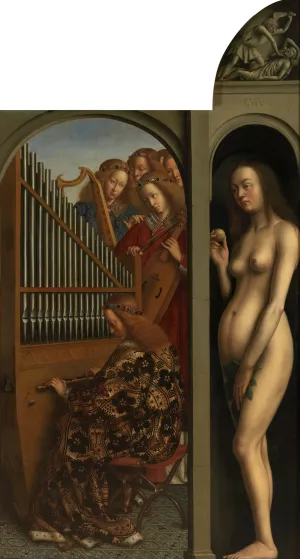 Music-Making Angels and Eve by Jan Van Eyck Oil Painting