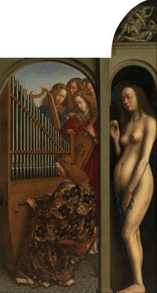 Main Product Photo of Music-Making Angels and Eve Painting by Jan Van Eyck