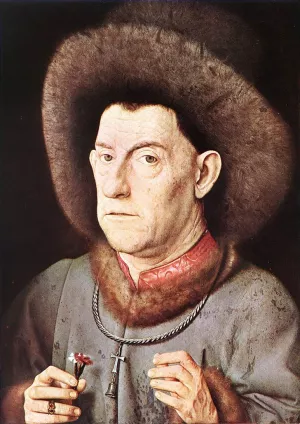 Portrait of a Man with Carnation by Jan Van Eyck - Oil Painting Reproduction