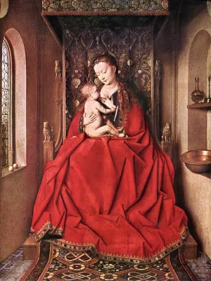 Suckling Madonna Enthroned by Jan Van Eyck - Oil Painting Reproduction