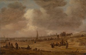 A Beach with Fishing Boats Oil painting by Jan Van Goyen