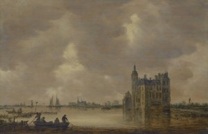 A Castle by a River by Jan Van Goyen Oil Painting
