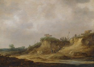 A Dune Landscape With Herdsmen Tending Their Cattle by Jan Van Goyen Oil Painting